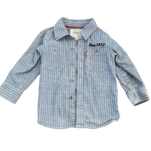 Levi’s Button Up Long Sleeve Boys Shirt Collared Size 2 China - Picture 1 of 7